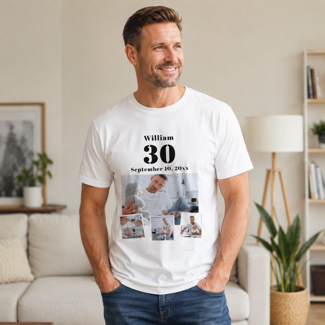 T-shirt Collage de photos de nom d'anniversaire (Créateur téléchargé)