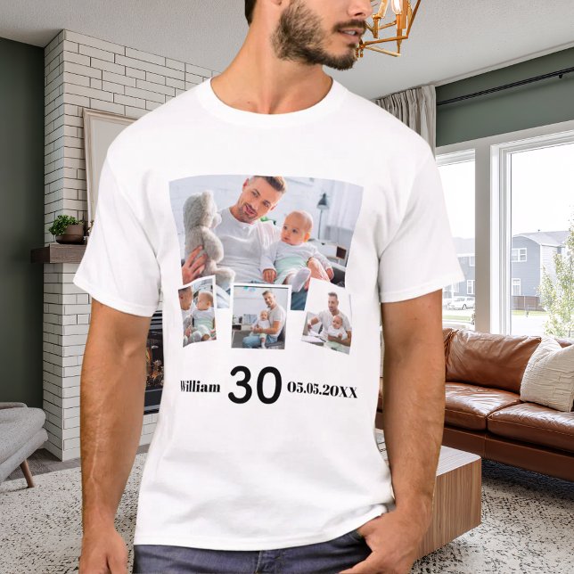 T-shirt Collage de photos de nom d'anniversaire (Créateur téléchargé)