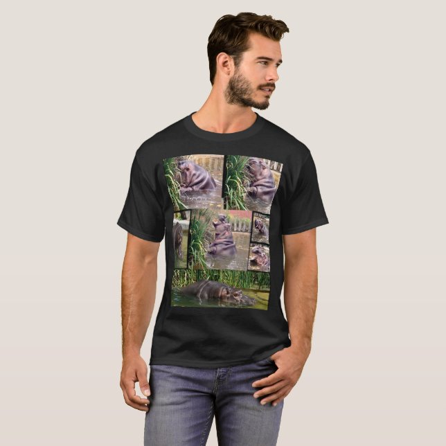 T-shirt Collage de photos d'hippopotames, (Devant entier)