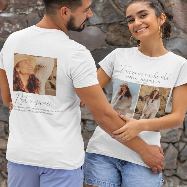 T-shirt Collage de photos funéraire moderne et simple (Créateur téléchargé)
