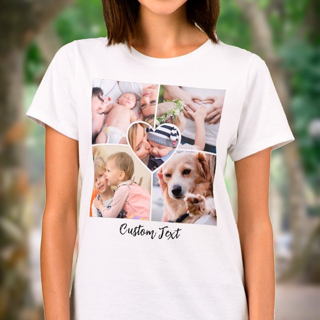 T-shirt Collage de photos Image en forme de cœur Texte per (Family Photo Collage Tshirt)