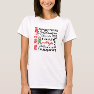 T-shirt Collage de ruban de cancer du cerveau de Joyeux