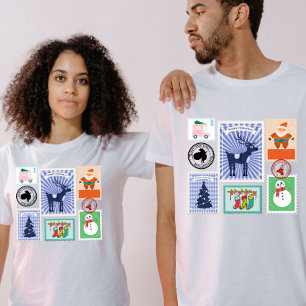 T-shirt Collage de timbres de Noël vintage 