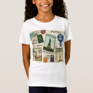 T-Shirt collage de voyage vintage moderne