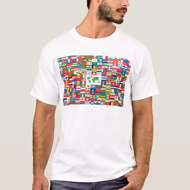 T-shirt Collage des drapeaux de pays de partout dans le (Devant)