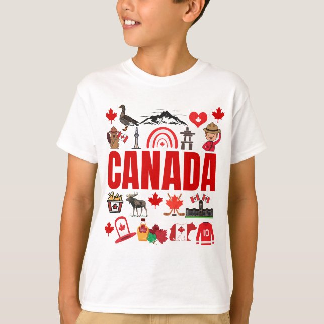 T-shirt Collage des symboles de Cute Canada (Devant)