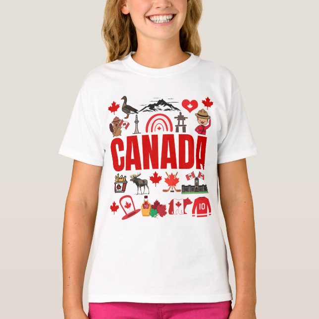 T-shirt Collage des symboles de Cute Canada (Devant)