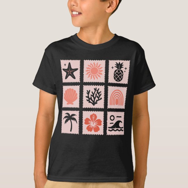 T-shirt Collage des timbres de nature (Devant)