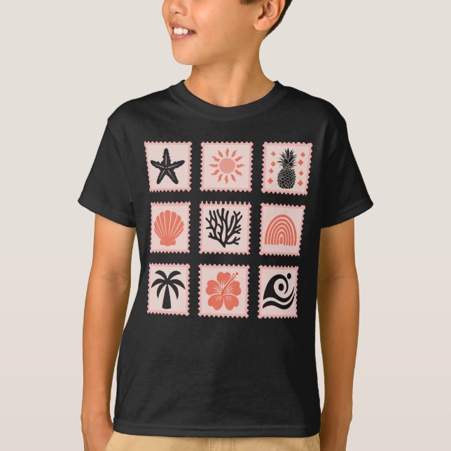 T-shirt Collage des timbres de nature (Devant)