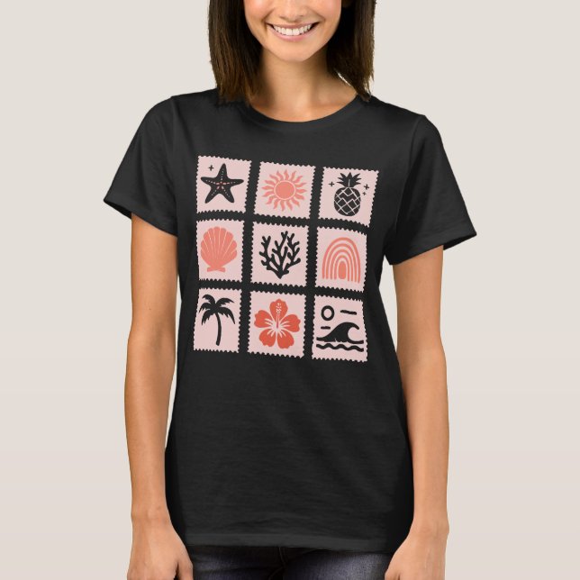 T-shirt Collage des timbres de nature (Devant)