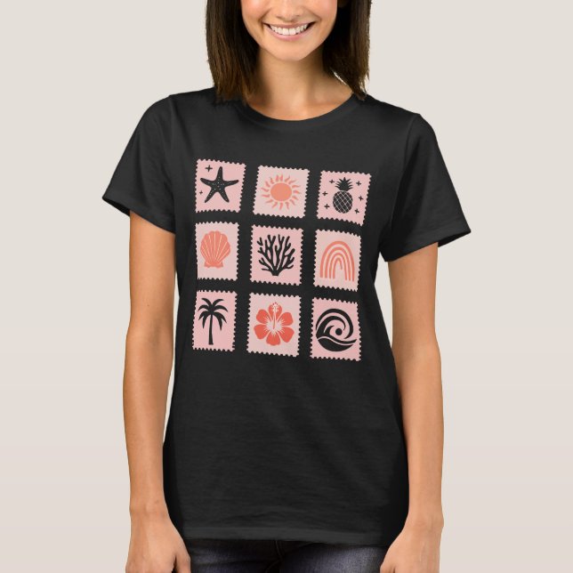T-shirt Collage des timbres de nature (Devant)