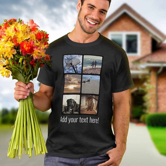 T-shirt Collage d'images en mosaïque multi-photo personnal (custom photo t-shirt)