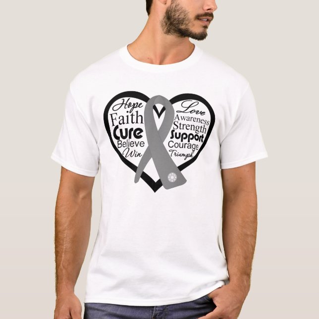 T-shirt Collage du ruban du coeur de la tumeur cérébrale (Devant)