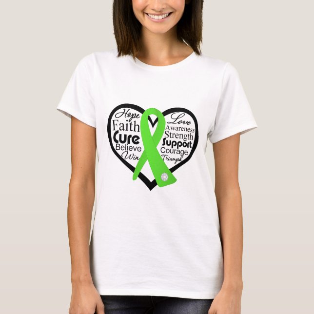 T-shirt Collage du ruban du coeur du lymphome (Devant)