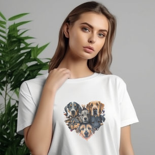 T-shirt Collage du visage de chien