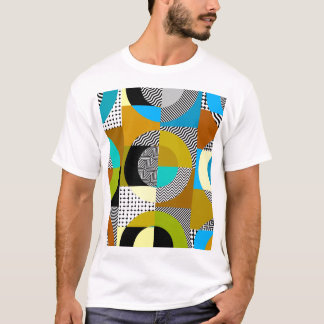 T-shirt Collage géométrique : cercles, motif vintage.