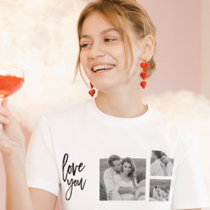 T-shirt Collage moderne Couple Photo & Love You Beauté Cad