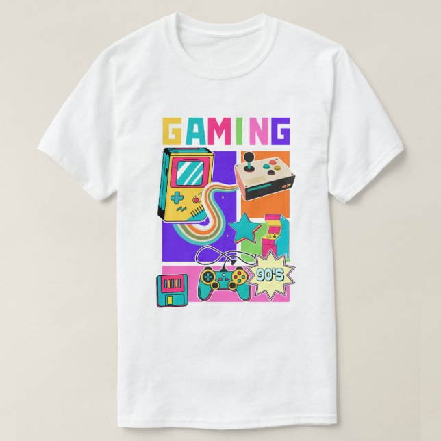 T-shirt Collage néon de jeux vidéo rétro des années 90 (Design devant)