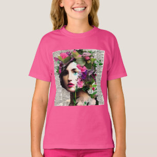 T-shirt Collage papier pour femme vintage
