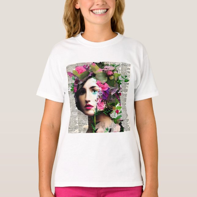 T-shirt Collage papier pour femme vintage (Devant)