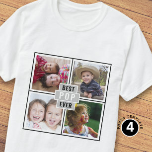T-shirt Collage personnalisé 4 photos gris Meilleur Pop Ev