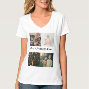 T-shirt Collage personnalisé de 4 photos Meilleur Grand-Pè