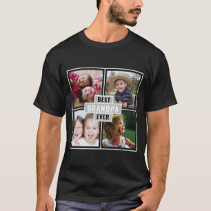 T-shirt Collage personnalisé de 4 photos Meilleur Grand-Pè