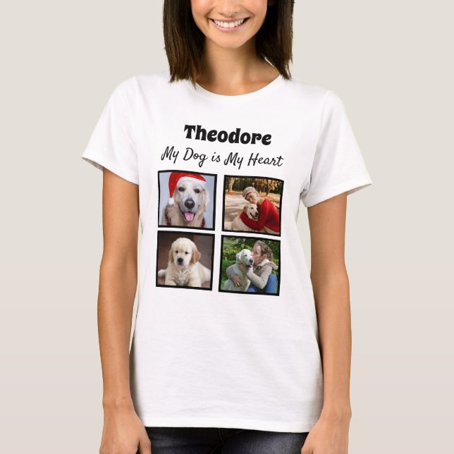 T-shirt Collage personnalisé pour chien - avec quatre phot (Devant)