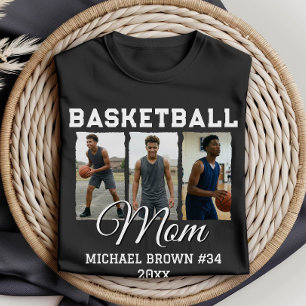 T-shirt Collage Photo 3 Basketball Maman personnalisé Nom 