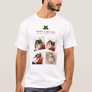T-shirt Collage photo de famille florale de Noël élégant