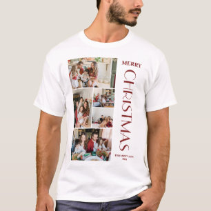 T-shirt Collage photo de famille simple et élégant de Noël
