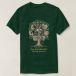 T-shirt Collage photo de l'arbre de la réunion familiale D<br><div class="desc">Célébrez votre réunion de famille avec ces t-shirts uniques et assortis personnalisés "arbre généalogique". Ce magnifique design comprend des oeuvres d'art originales, ainsi que 8 photos de votre famille en forme de pommes. L'oeuvre dessinée à la main montre un arbre aux racines et aux feuilles. L'arbre comprend de petits oiseaux...</div>
