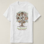 T-shirt Collage photo de l'arbre généalogique de la famill<br><div class="desc">Célébrez votre réunion de famille avec ces t-shirts uniques et assortis personnalisés "arbre généalogique". Ce magnifique design comprend des oeuvres d'art originales, ainsi que 8 photos de votre famille en forme de pommes. L'oeuvre dessinée à la main montre un arbre aux racines et aux feuilles. L'arbre comprend de petits oiseaux...</div>