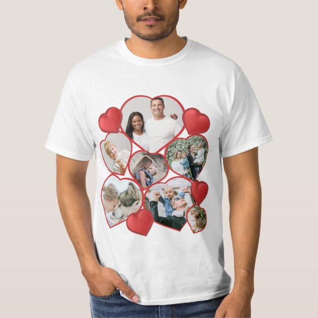 T-shirt Collage photo en forme de coeur personnalisé T-shi (Devant)