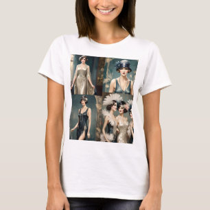 T-shirt Collage photo féminin des années 1920,