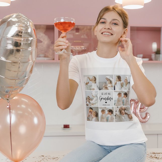 T-shirt Collage Photo Grey We Love You Grand-mère Best Gif (Créateur téléchargé)