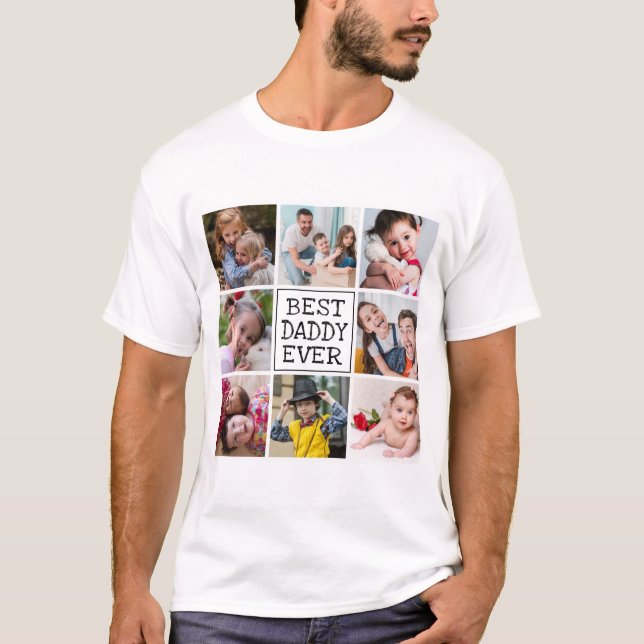 T-shirt Collage photo moderne| Meilleur papa (Devant)