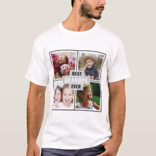 T-shirt Collage photo personnalisé 4 Meilleur grand-père j