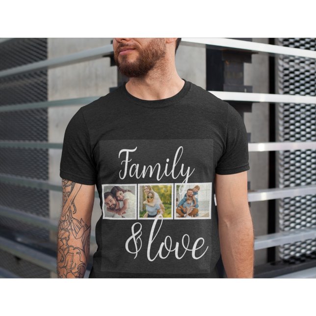 T-shirt Collage photo personnalisé de famille et d'amour (Créateur téléchargé)