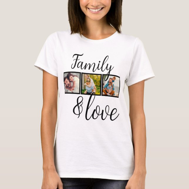 T-shirt Collage photo personnalisé de famille et d'amour (Devant)
