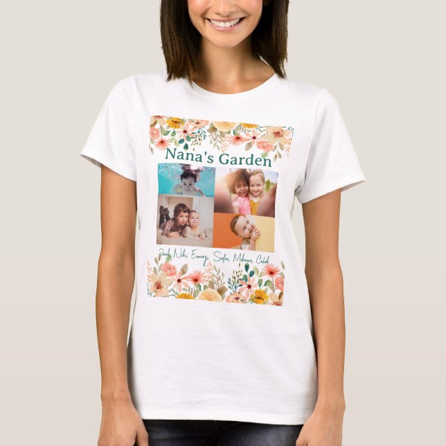 T-shirt Collage photo personnalisé Jardin de Nana Grandma (Devant)