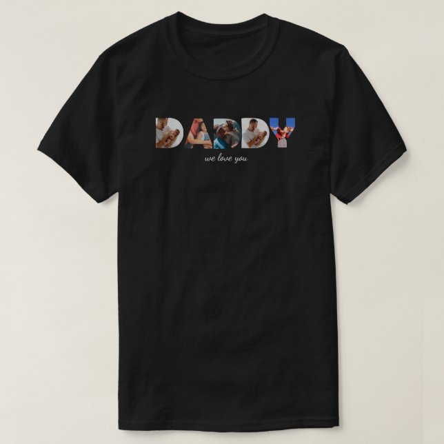 T-shirt Collage photo simple moderne personnalisé Script D (Design devant)