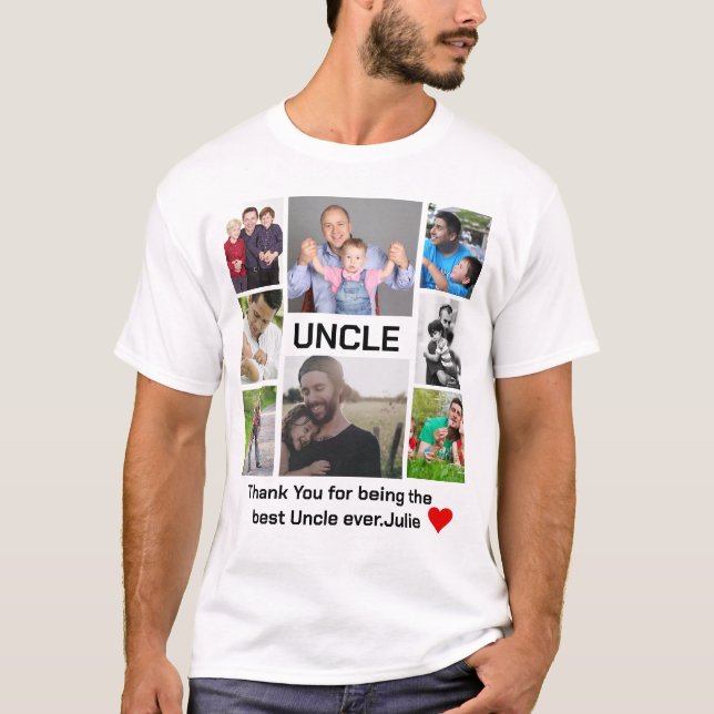 T-shirt Collage photo Uncle 8 moderne personnalisé (Devant)