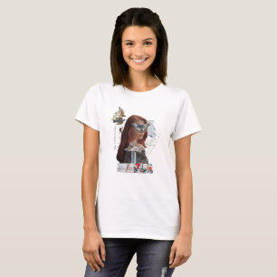 T-shirt Collage surréaliste de femme au tigre et à l'oisea