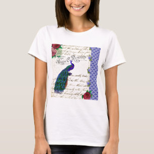 T-shirt Collage vintage de chanson de paon