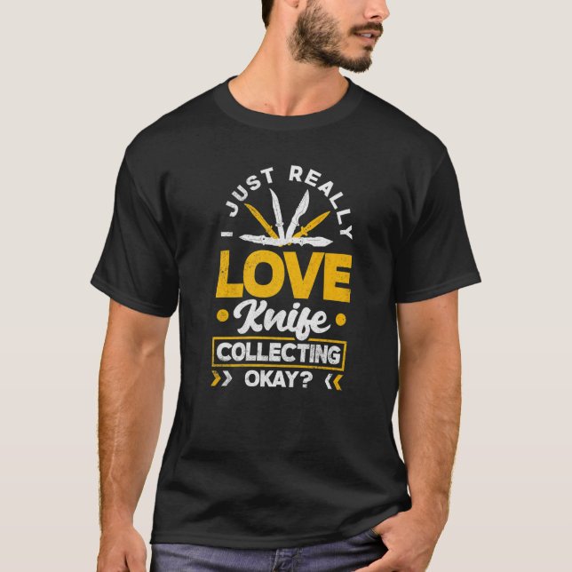 T-shirt Collecteur De Couteau De Poche J'Aime Vraiment Kni (Devant)