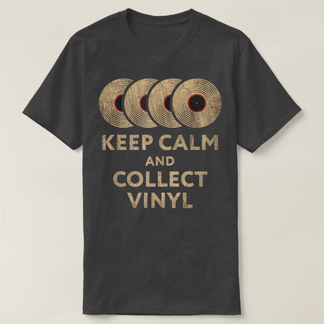 T-shirt Collecteur de disques vinyle garder calme Digger C (Design devant)