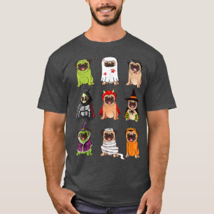 T-shirt Collection de carlins Happy Pugoween Cos Éffrayant