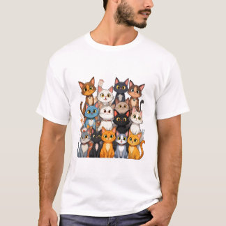 T-shirt Collection de chats colorés - Artwor mignon et lud