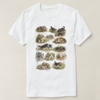 T-shirt Collection de chiens dessinés à la main de style v